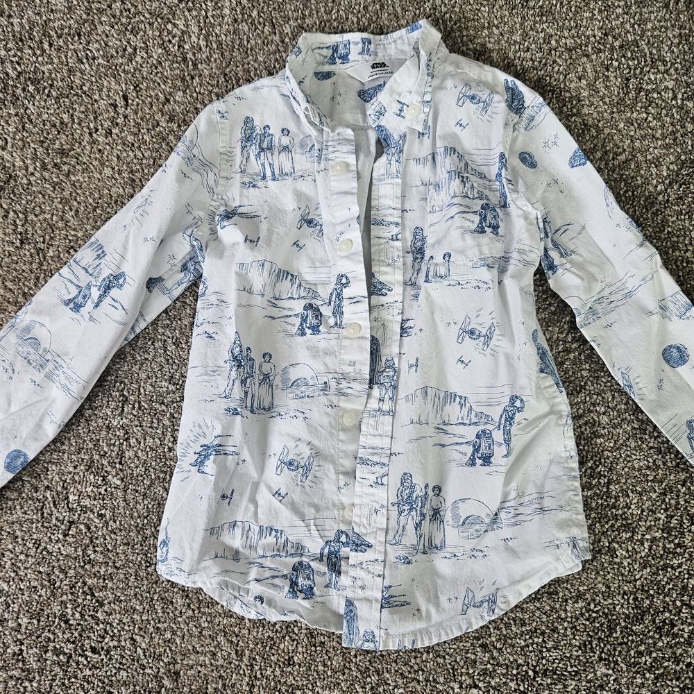 Janie and Jack Star Wars Blue and White Shirt